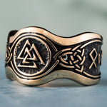 Valknut rune ring bronze