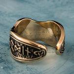 Valknut rune ring bronze