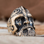 Viking krigerhoved ring bronze