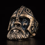 Viking krigerhoved ring bronze