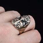 Viking krigerhoved ring bronze