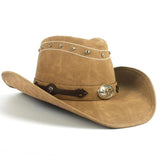 Western cowboyhat i læder Lysebrun