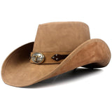 Western cowboyhat i læder Beige